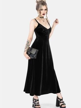 Disturbia Opia Cami Beaded Embroidered Velour Midaxi Dress - 12